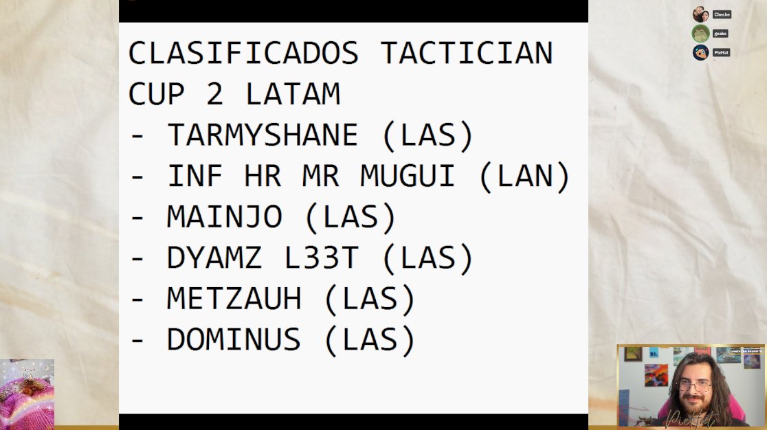 🏆 ¡CLASIFICADOS A LA CUP 2 DE LATAM! 🏆

Nuevamente tenemos 6 jugadores de LATAM que clasificaron desde el Trials. Tenemos viejos conocidos y nuevas figuras.

¡Nos vemos este viernes para la Tactician's Cup! Muchas felicidades a estos 6 players y éxitos a TODOS los de LATAM 🥳