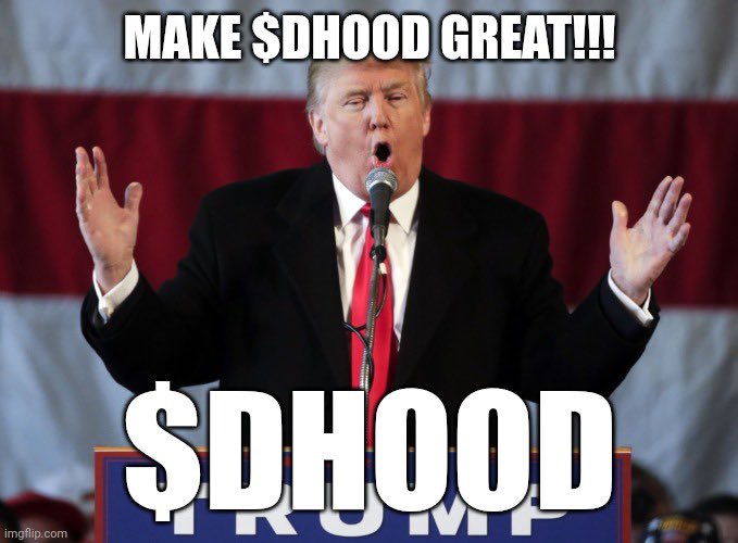To celebrate our first week in $DHOOD 
we’re giving back to our community! 👀🔥

10,000 $DHOOD per wallet! 🤯

To enter: 
RT, like &amp; Follow with 🛎

FIRST 500 will be entered! 

LFG!!! 🚀
