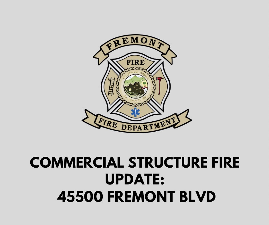 Firefighters are at the scene of a 2-alarm commercial fire at 45500 Fremont Blvd (Tesla Fremont Factory) in a two-story building. The fire started inside an oven. The fire has been knocked down. There are no reports of injuries. All employees have been accounted for per Tesla