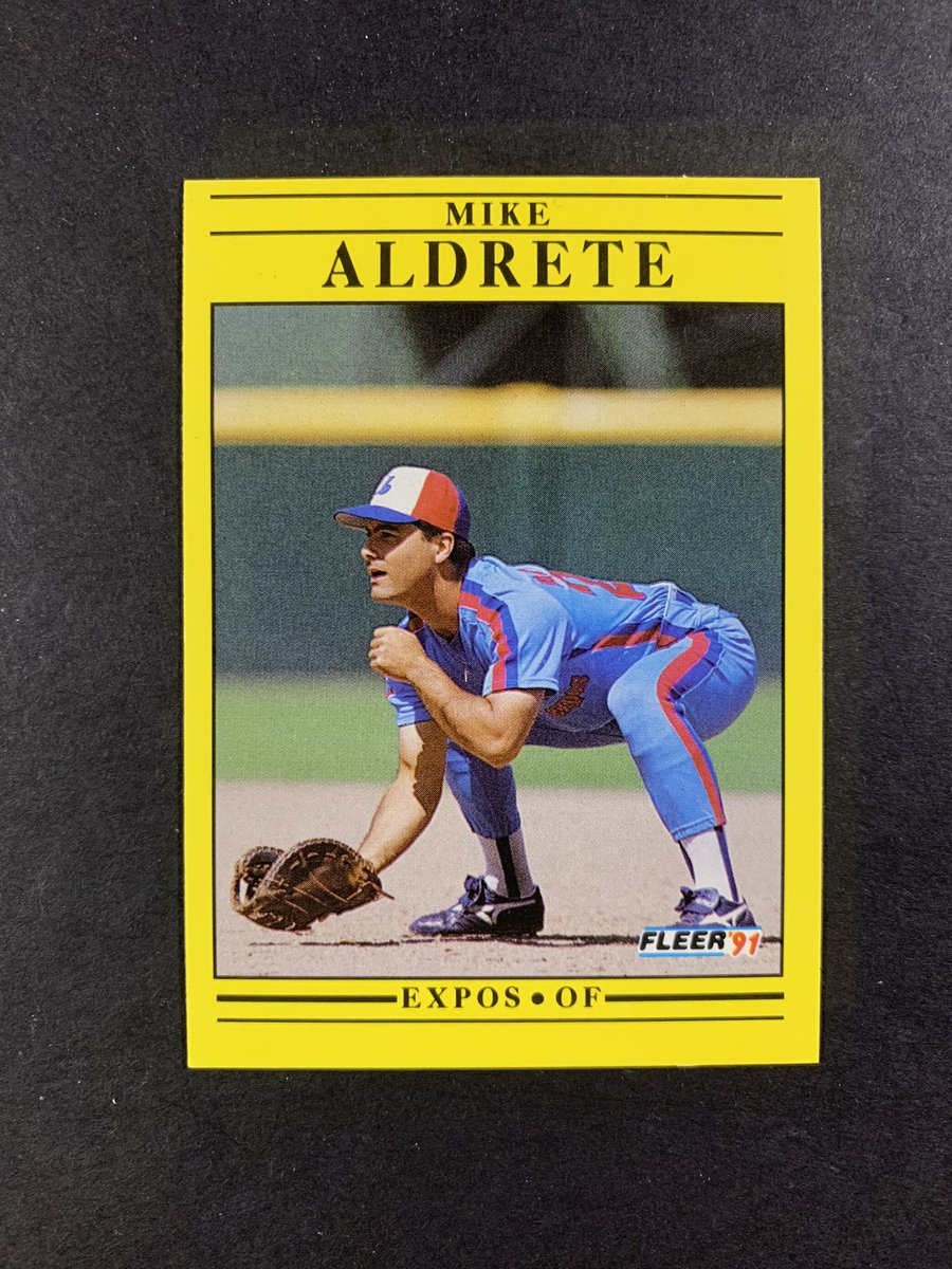 1991 Fleer. Worst card design ever? 
Mike Aldrete be like “How low can you go?”

#junkwax #baseballcards