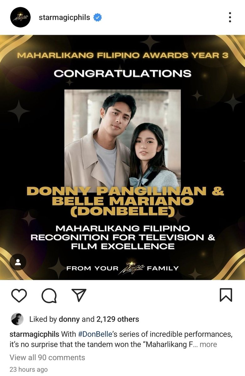 donny liked this. congrats again to you and belle! 🥹👏🏻 #donbelle