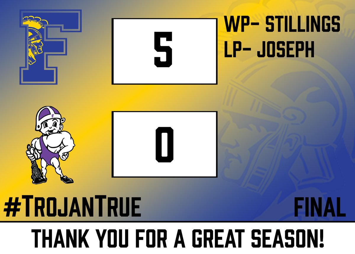 Varsity wins their season finale at Fremont Ross, 5-0! Reece Stillings with the win on the mound!

JV Blue completes their season tomorrow at Clay. First Pitch is at 7:00pm!

#TrojanTrue