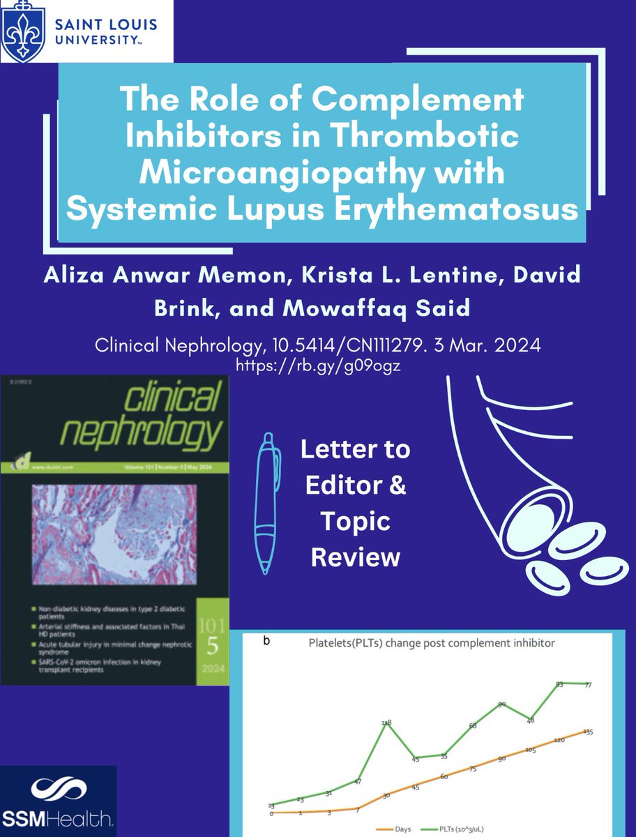 Aliza Anwar Memon (@alizaanwarmemo1) on Twitter photo Congratulations to <a href="/slunephrons/">SLU Nephrons</a> for our recent #publication on @ThromboticMicroangiopathy with SLE. 🙏@clinicalnephrology for cover image from our article @may24issue. Thank you for collaboration <a href="/KristaLentine/">Krista Lentine, MD,PhD | FASN | FAST</a> <a href="/MowaffaqSaid/">Mowaffaq said</a> <a href="/davidbrink/">David Brink</a> Congratulations to <a href="/slunephrons/">SLU Nephrons</a> for our recent #publication on @ThromboticMicroangiopathy with SLE. 🙏@clinicalnephrology for cover image from our article @may24issue. Thank you for collaboration <a href="/KristaLentine/">Krista Lentine, MD,PhD | FASN | FAST</a> <a href="/MowaffaqSaid/">Mowaffaq said</a> <a href="/davidbrink/">David Brink</a>