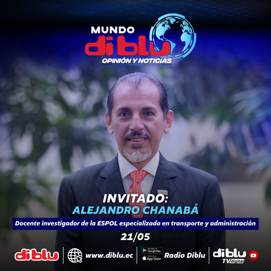 ¡No te pierdas mañana en #MundoDiblu 🌎📰! 💬 Descubre las soluciones para mejorar el transporte público con Alejandro Chanabá, Decano de la FIMCM, experto en transporte y administración @fimcmespol. 👉🏻 Escúchalo en diblu.ec. #TransportePúblico #FIMCM #DibluTV