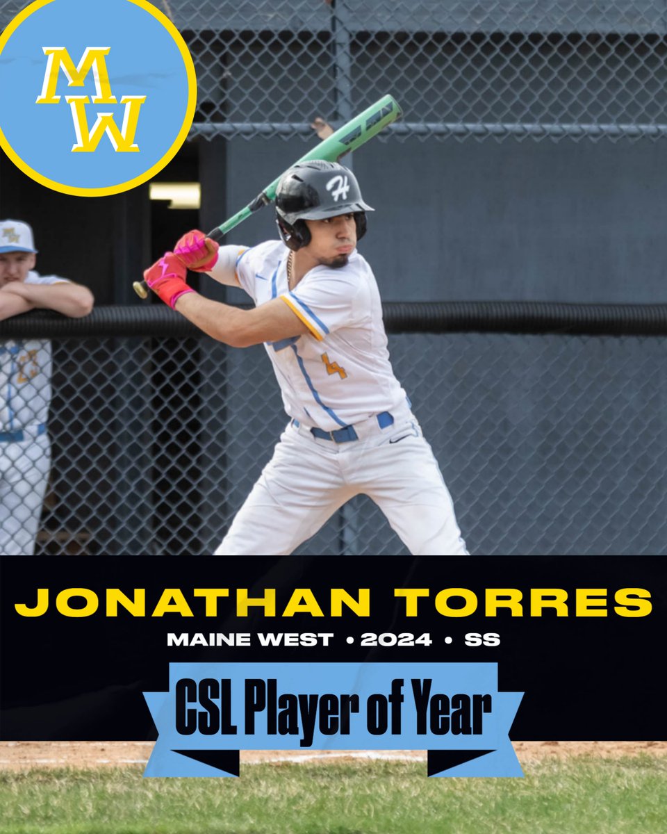 Maine West Baseball ⚾️ (@mw__baseball) on Twitter photo Congratulations to Jonathan Torres on being named MVP of the team AND CSL North Player of the Year! JT finished the regular season hitting near the .500 mark, and has played gold glove defense at shortstop. An incredible honor. <a href="/mwwarriors/">MW Athletics</a> Congratulations to Jonathan Torres on being named MVP of the team AND CSL North Player of the Year! JT finished the regular season hitting near the .500 mark, and has played gold glove defense at shortstop. An incredible honor. <a href="/mwwarriors/">MW Athletics</a>