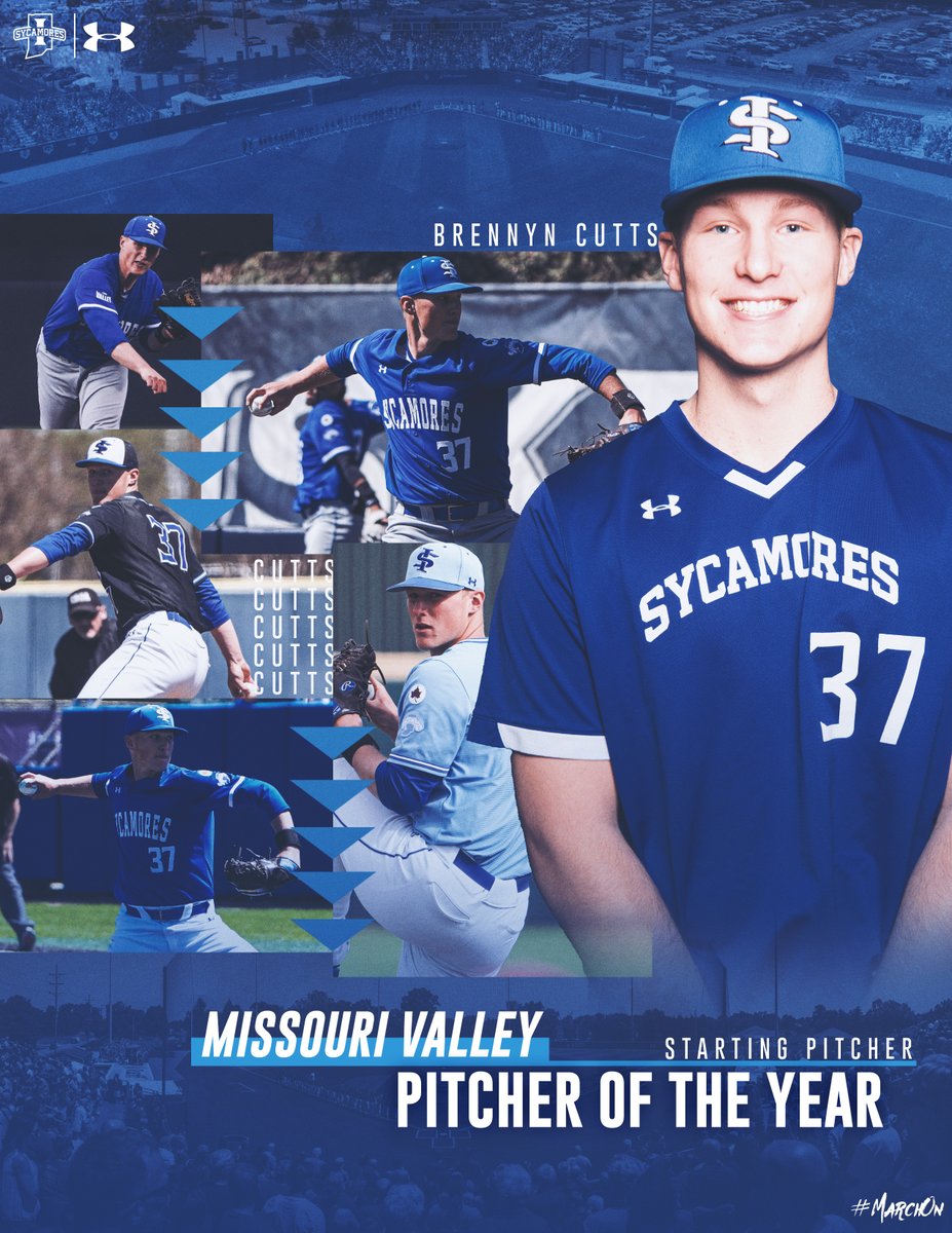 The #MVCBaseball Pitcher of the Year resides in Terre Haute again!

@Brennyn_Cutts becomes the third Sycamore to claim the annual award in the last four seasons after leading the Valley in opponent batting avg.

The Sycamores went 9-0 in MVC play in his starts in 2024

#MarchOn