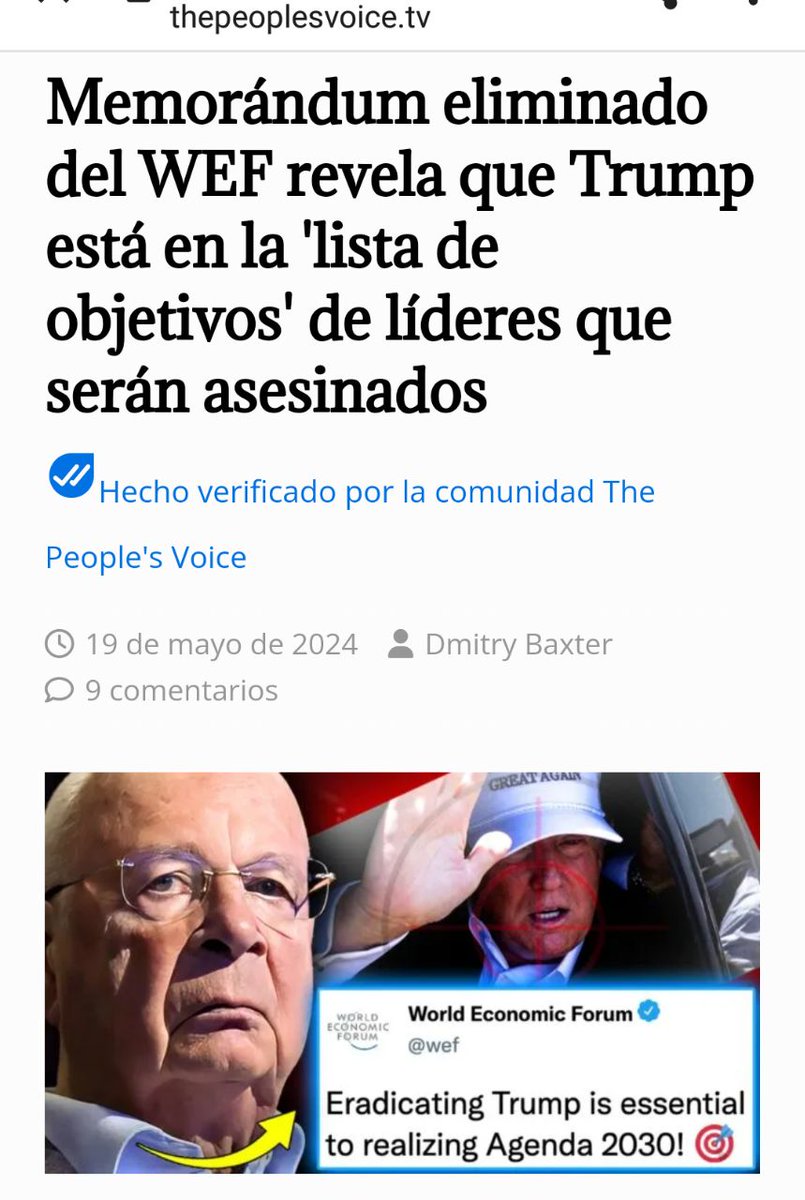 Revelan que Trump está en la 'lista de objetivos' de líderes que serán asesinados.

La élite malvada SIONISTA quiere matar a todos los presidentes desobedientes del Nuevo Orden Mundial Unipolar...🎯