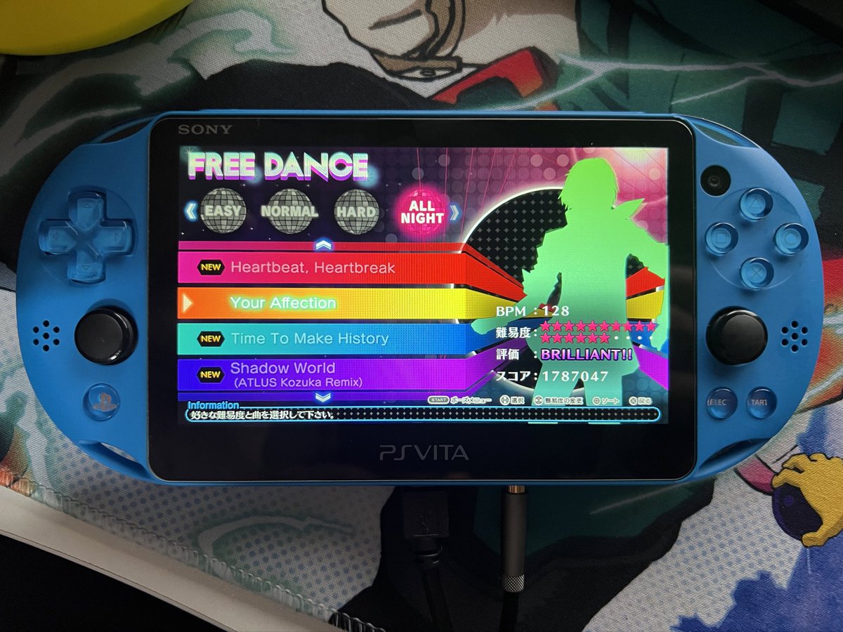 Currently grinding this song, I’m terrible at this game and it’s the only All Night song I can do, though I’m using the speed up setting in custom game to get more money. Gonna try and get my second P4D Platinum tonight! :) My thumbs are so sore though. 😂