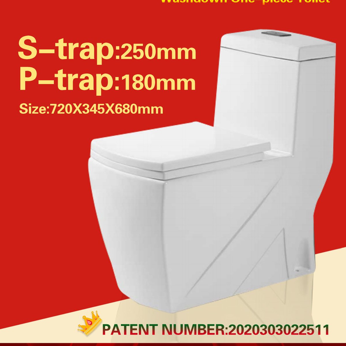 Patented design WASHDOWN ONE PIECE TOILET, S-TRAP 250mm/P-TRAP 180mm

#squaretoilet #patent #toilet #sanitaryware #saudiarabia #dubai #middleeast #مرحاض #الأدوات_الصحية #تصميمالحمام