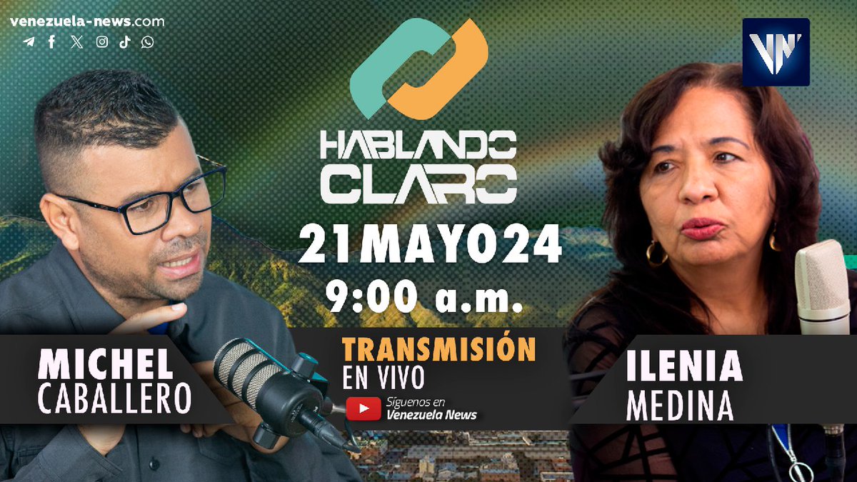 🔷 @PPTIleniMedina diputada por el @PPTOficialve estará con el periodista @MichelCaballero en #HablandoClaro 

📅 #21May 
🕘 9:00 a.m. 
 📍 Nuestro canal en Youtube