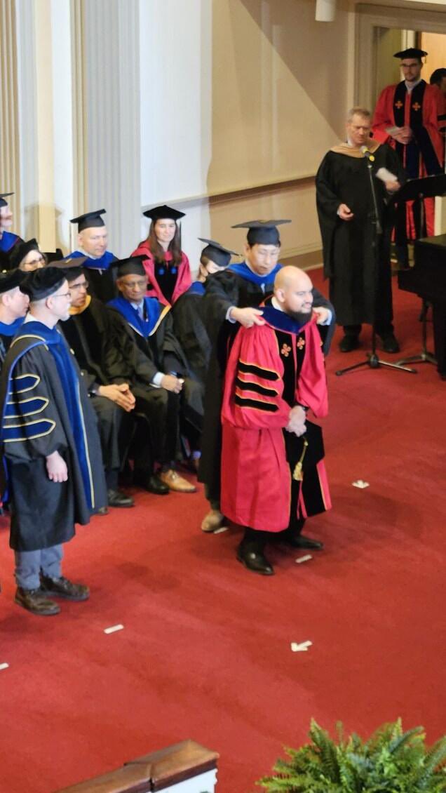 Jinwoo Lee (@jinwooleelab) on Twitter photo The first Ph.D student from our lab, Dr. Patrick Keating. It is a great honor to award him the hooding ceremony. His thesis is about the role of the transmembrane domain of LASV. Good Luck with your future endeavors, Patrick! <a href="/ChemBiochemUMD/">UMD Department of Chemistry & Biochemistry</a> @PatrickKeatin18 The first Ph.D student from our lab, Dr. Patrick Keating. It is a great honor to award him the hooding ceremony. His thesis is about the role of the transmembrane domain of LASV. Good Luck with your future endeavors, Patrick! <a href="/ChemBiochemUMD/">UMD Department of Chemistry & Biochemistry</a> @PatrickKeatin18