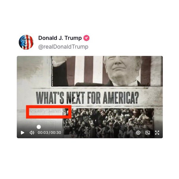 🚨 Trump posts ad calling for a “Unified Reich,” echoing the language of Nazi Germany.