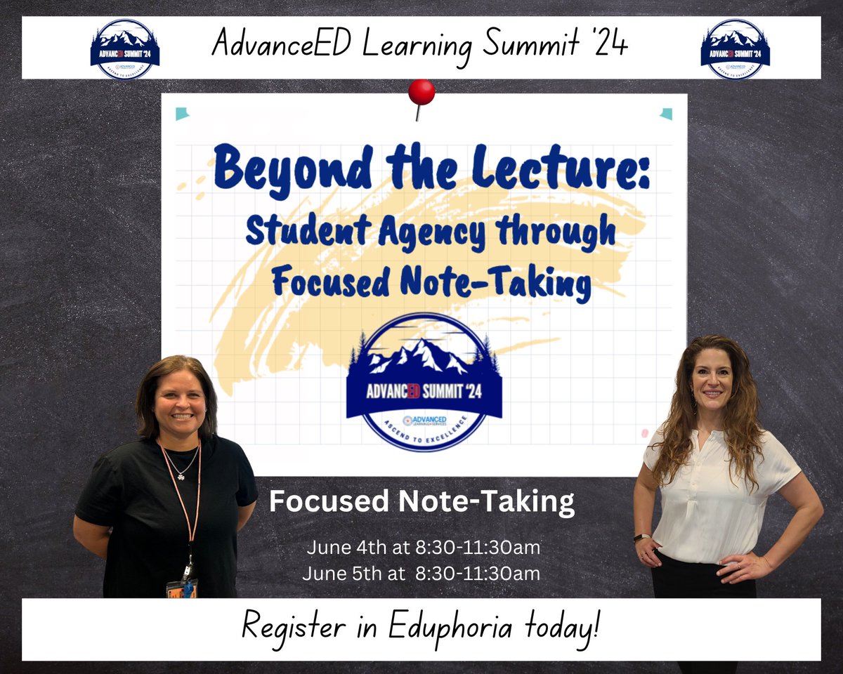 Transform note-taking into a powerful learning tool! Learn from Ms. Medina &amp; Mrs. Mayhall how Focused Note-Taking boosts engagement, comprehension, &amp; retention. Inspired by Marzano et al., the session empowers Ss to actively use their notes. Enroll @ bit.ly/SecondaryAscen…