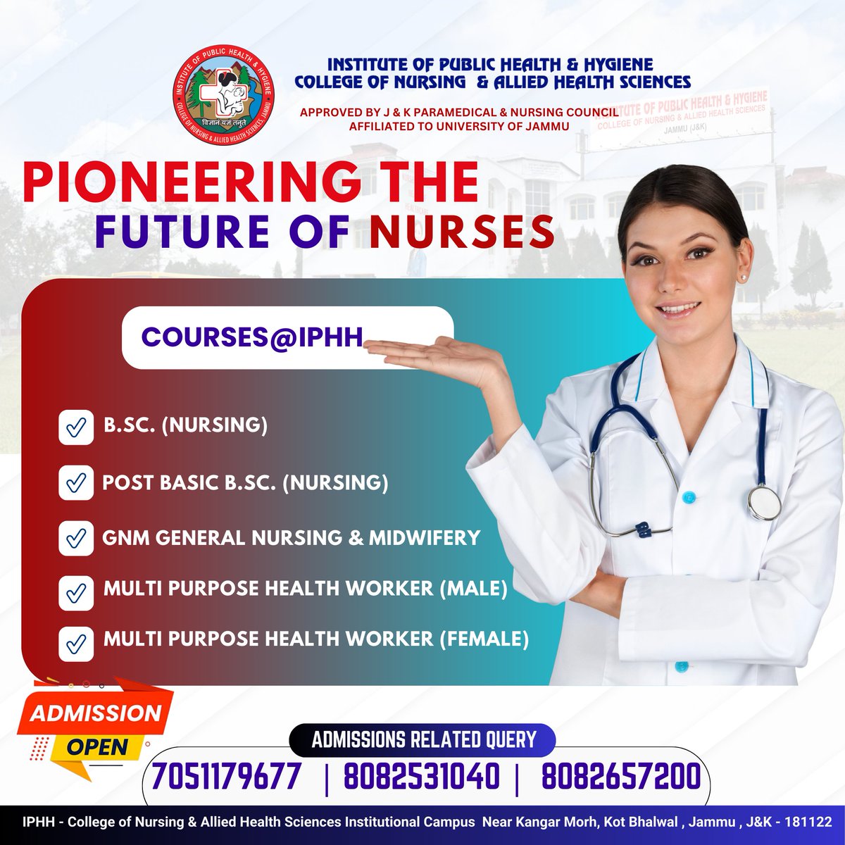 👩‍⚕️YOUR SEARCH FOR THE BEST NURSING COLLEGE ENDS HERE!
▪️ POST BASIC B. Sc. (Nursing)
▪️ B. Sc. (Nursing)
▪️ GNM (General Nursing and Midwifery)
▪️ MPHW (Multi-Purpose Health Worker)
▪️ FMPHW (Female Multi-Purpose Health Worker)
iphhnursingcollegejammu.org
 #IPHHJK #TuesdayThoughts