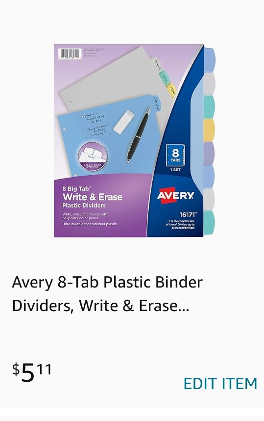 I’m trying to get these binder dividers  cleared off my list! They are a must need for special education teachers🤍 I’m moving down to middle school this year and teach in Chicago 

amazon.com/wedding/regist…