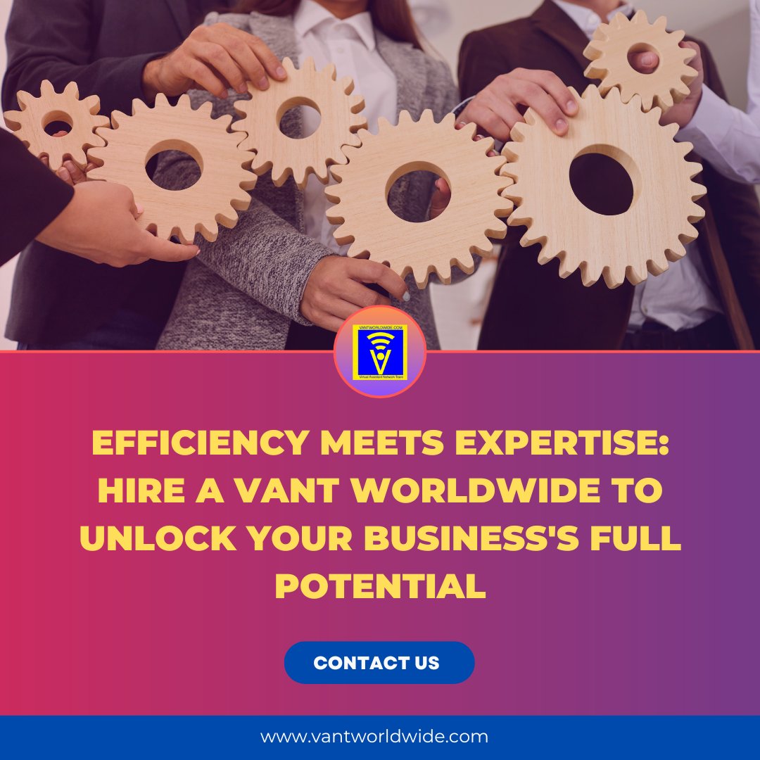 Efficiency meets expertise: Hire VANT Worldwide to unlock your business's full potential. Experience seamless operations, innovative solutions, and unparalleled professionalism. 

#vantworldwide #virtualservices #realestate #healthcareva #startupbusiness #ecommerce