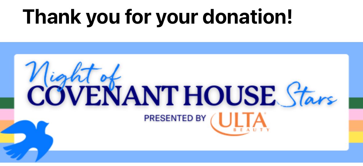 The fandom was with us in spirit with a lemon drop and an honorary kiwi at the <a href="/CovenantHouse/">Covenant House</a> gala tonight. 
A $250 donation in honor of the #WarriorNun fandom was given this magnificent event. #SaveOurWarriorNun