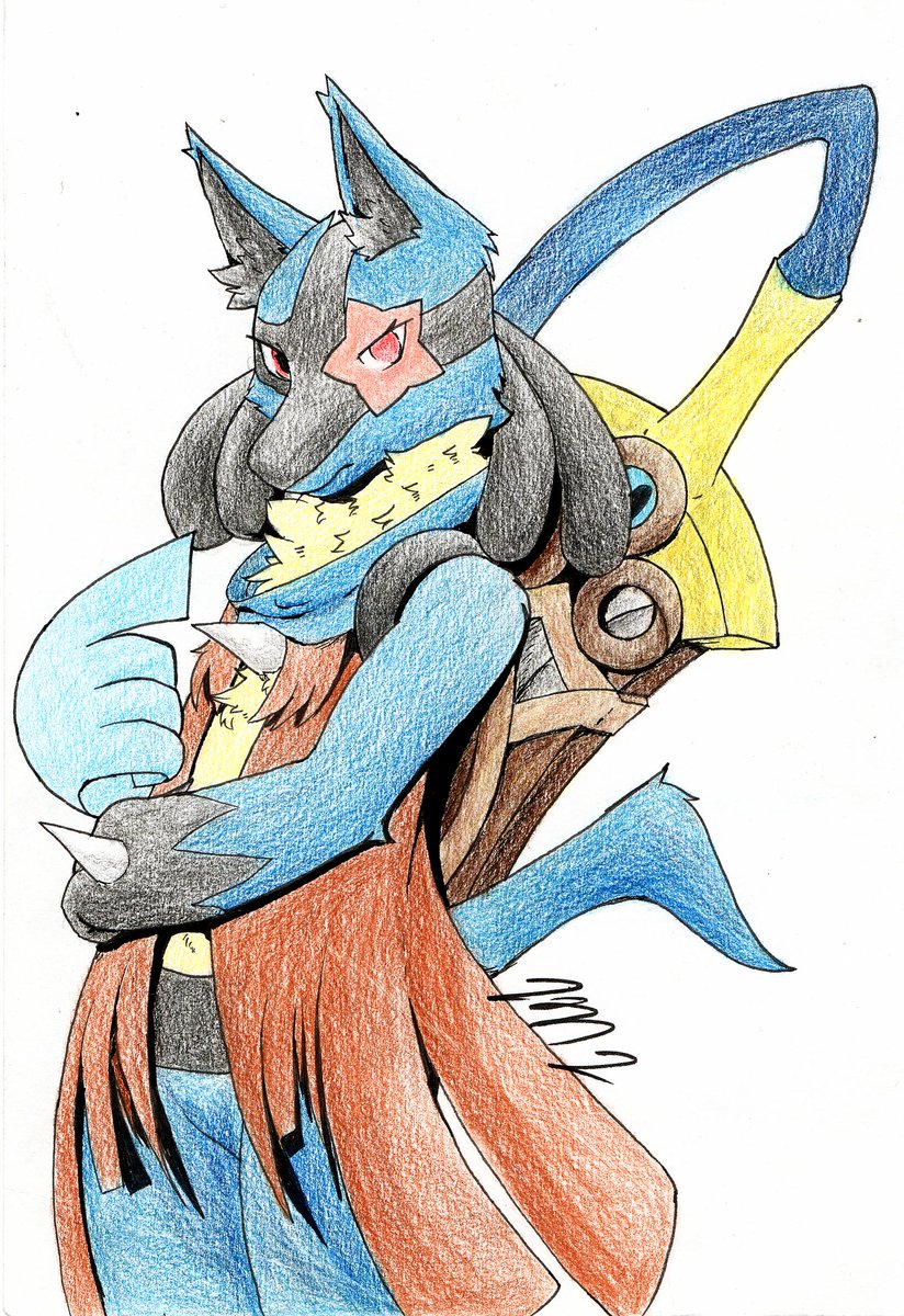 New pic completed. Testing out some more colored pencils with the Lucario