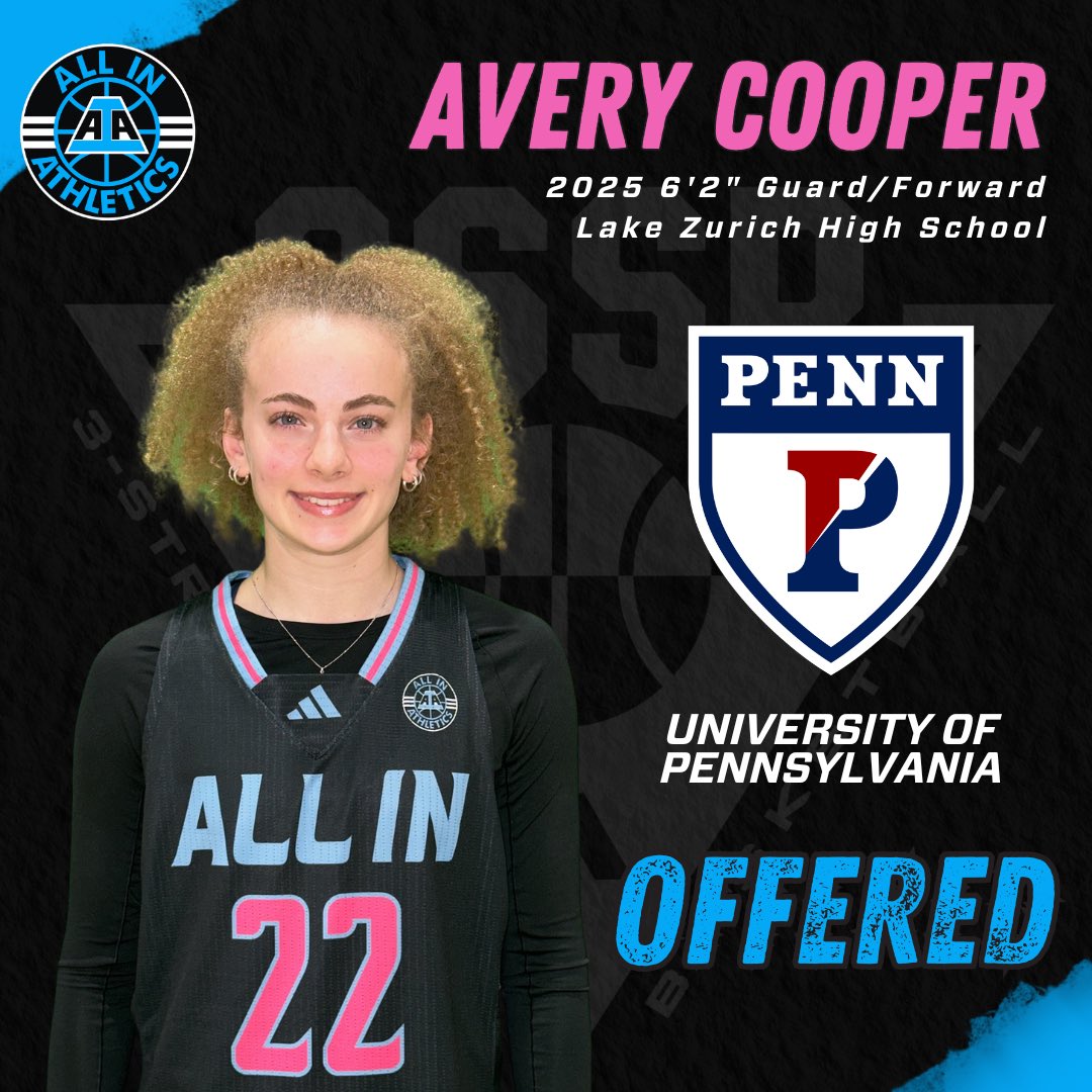 OFFERED!!! 

Congrats 2025 Avery Cooper on receiving an offer from <a href="/PennWBB/">Penn Women's Basketball</a> of the Ivy League! We are so proud of you! 

<a href="/averycoop10/">Avery Cooper</a> #ALLINfamily