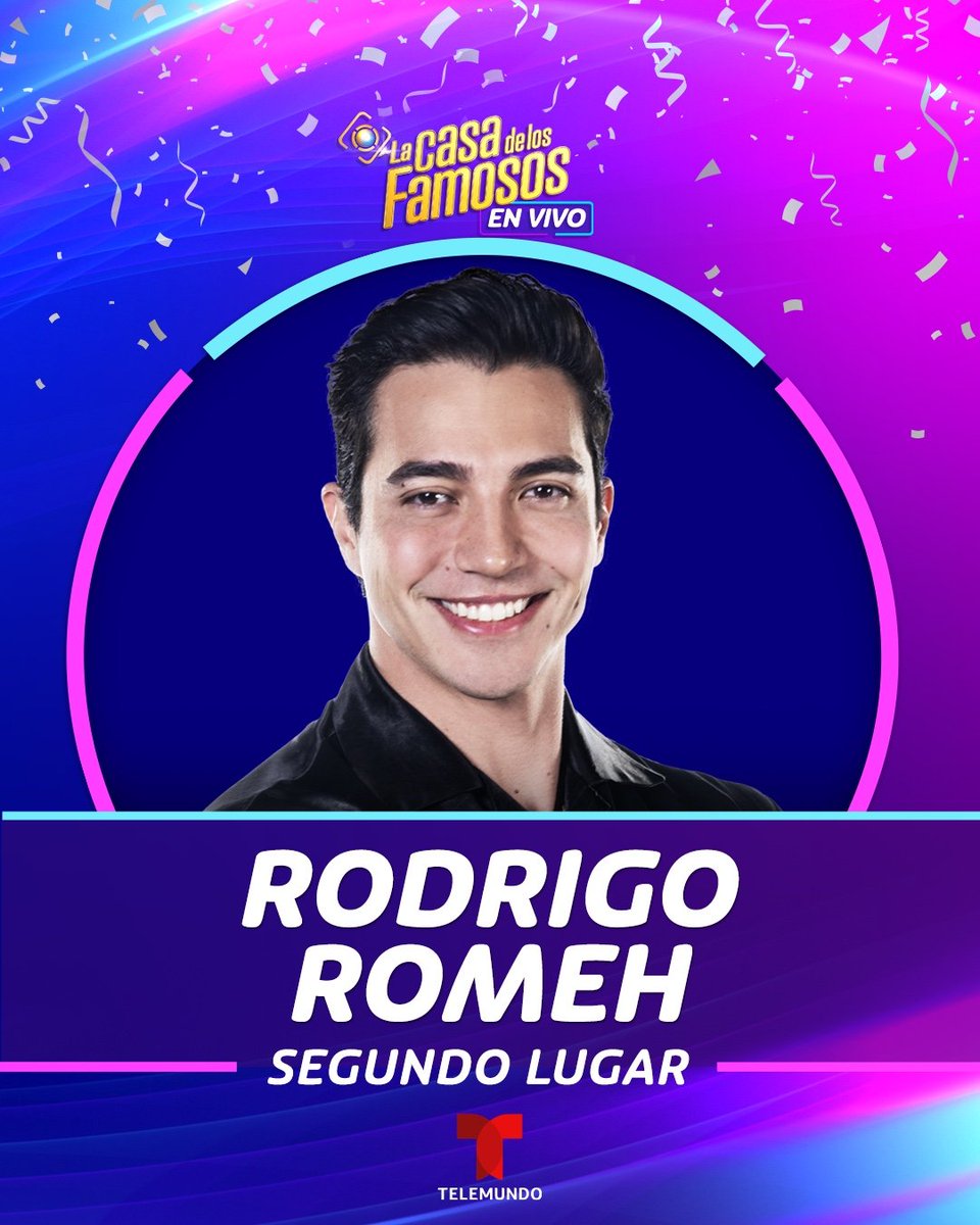 TLMDRealities's tweet photo. 💥¡ROMEH consigue el SEGUNDO LUGAR de #LaCasaDeLosFamosos! ¿Lo veías como GANADOR? #LCDLF4 https://t.co/Q6t4SLjn84