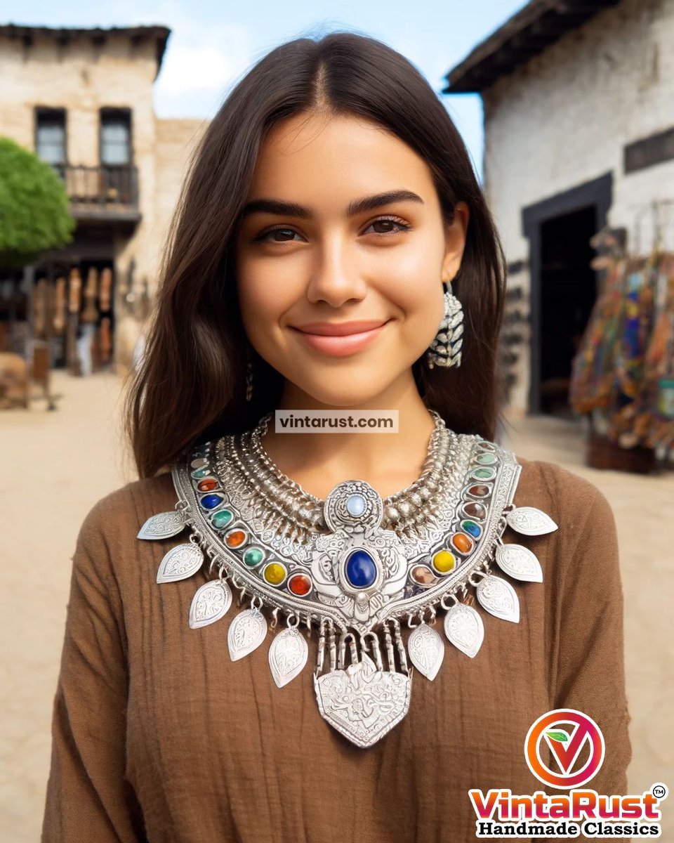 This necklace is adorned with a striking blue gemstone that draws the eye like royalty. Shop Now at buff.ly/2WN78r1. #gems #gemstones #handmadejewelry #necklaceoftheday #heirloomquality #statementnecklace #artisanmade #shopsmall #vintarust #artfuljewelry