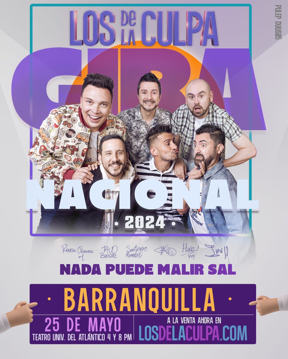 Nos vemos este sábado en #Barranquilla con @LosDeLaCulpa