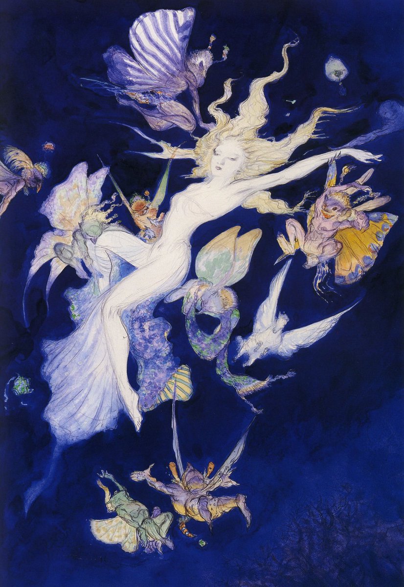 xe0_xeo's tweet photo. Blue art by Japanese artist Yoshitaka Amano https://t.co/eu0KttYp6I