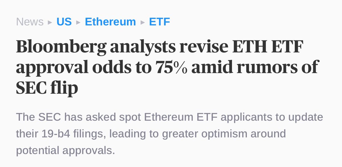 An ETF approval is a HUGE catalyst. One that many didn't expect until 2025 - but it may be coming early. It's exactly what the market needs to start leg 2.0 of the bull run..