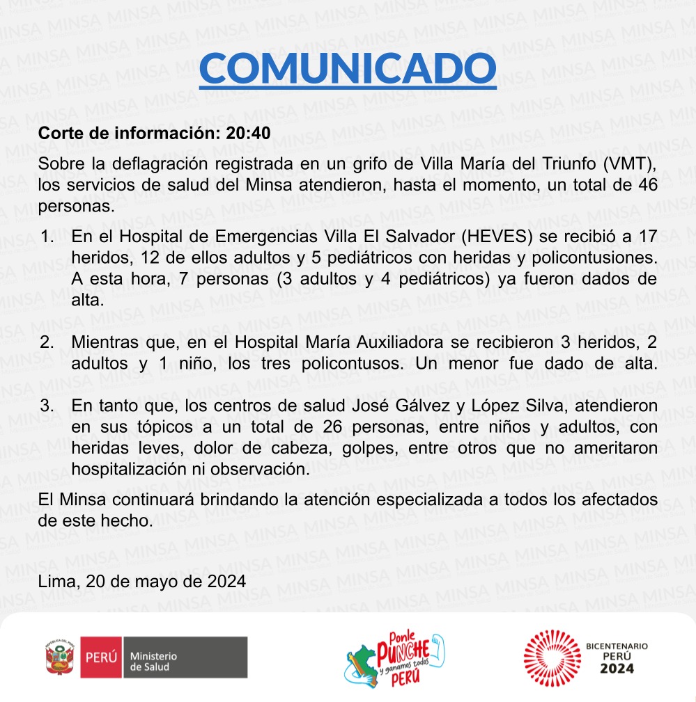 🔴 #COMUNICADO | El Ministerio de Salud informa lo siguiente: