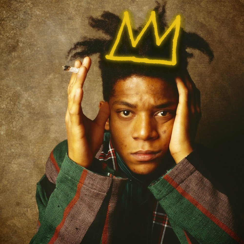 A coroa é um legado de Basquiat, um legado que virou assinatura de seu estilo. Os dreadlocks eram arrumados para formar uma coroa. Eu sempre falo em minhas palestras que negras e negros carregam coroas em suas cabeças desde o nascimento. Somos realeza.