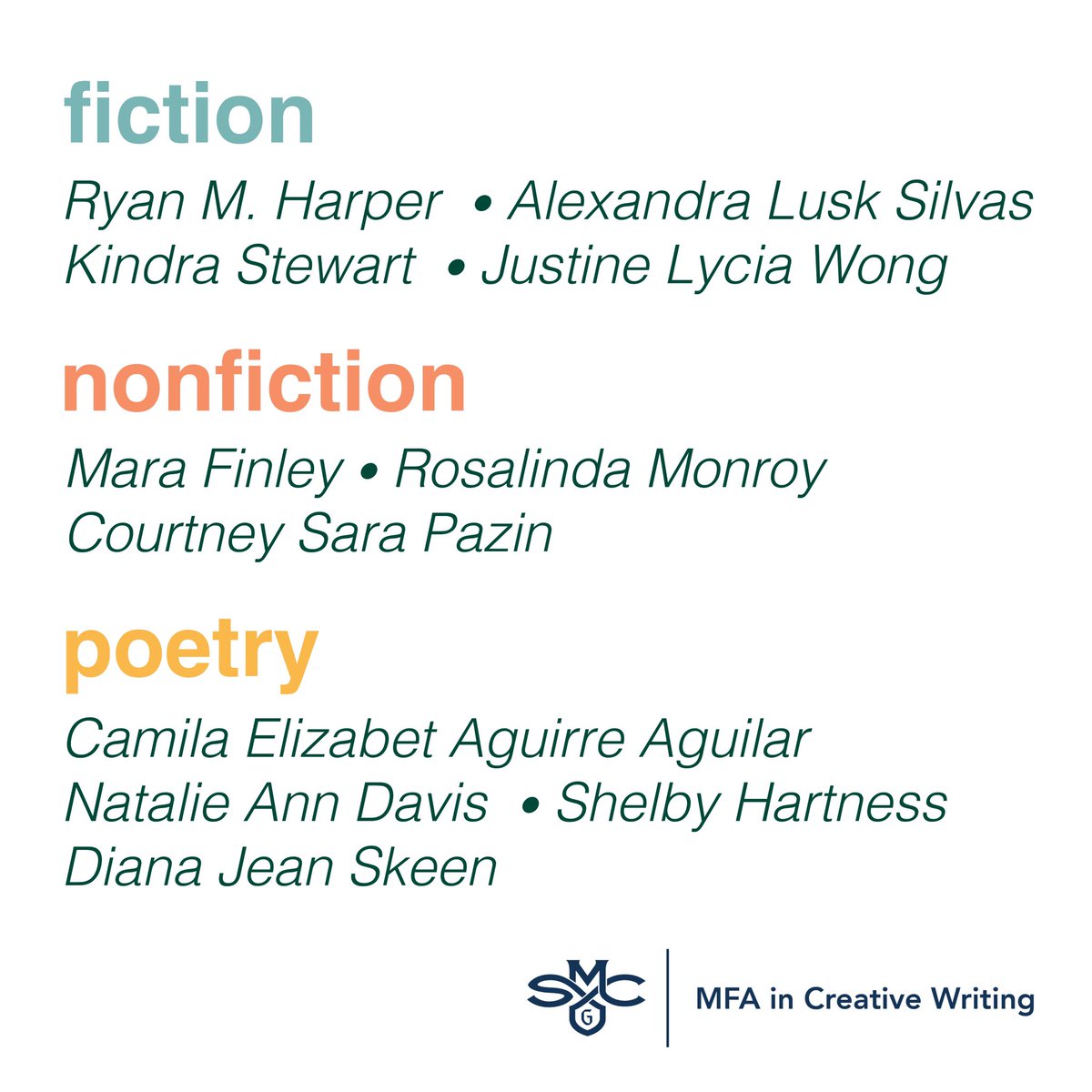 The time has come to celebrate! 💙 Join us for our Thesis Readings, showcasing the exceptional work of the Class of 2024.

Graduating students will share excerpts from their theses on Wednesday, May 22nd, from 6:30-9:30 p.m. in the Claeys Lounge at the Soda Center on campus.