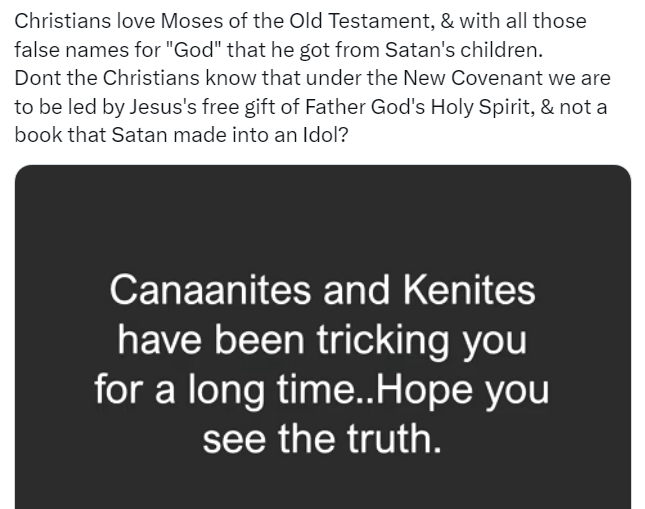 RaptureThenGreatTribulation (@then_great12233) on Twitter photo <a href="/AthahMaran/">Maran'athah</a> <a href="/ElohiymOf33770/">Elohiym are fallen angels__Lucifer Father of Cain</a> <a href="/fletchdr222/">Steve Fletcher</a> <a href="/bible_an5915/">TheBibleIsAnIdol</a> <a href="/GigiAnnluv/">GigiAnn</a> <a href="/NatureIco/">J</a> <a href="/pjpaton/">peter paton</a> <a href="/BodorVadi/">BodorVadi</a> <a href="/ObozoLies/">ObozoLies</a> <a href="/peemoldy/">peemoldy</a> <a href="/YouTube/">YouTube</a> <a href="/Jahbalon/">jahbalon</a> Bible Worshipers are children of Satan, they break the New Covenant by rejecting the Holy Spirit, then they worship a book that Satan has fashioned into an idol.
New Covenant Breakers remain under Satan's Law of "Sin & Death"! <a href="/AthahMaran/">Maran'athah</a> <a href="/ElohiymOf33770/">Elohiym are fallen angels__Lucifer Father of Cain</a> <a href="/fletchdr222/">Steve Fletcher</a> <a href="/bible_an5915/">TheBibleIsAnIdol</a> <a href="/GigiAnnluv/">GigiAnn</a> <a href="/NatureIco/">J</a> <a href="/pjpaton/">peter paton</a> <a href="/BodorVadi/">BodorVadi</a> <a href="/ObozoLies/">ObozoLies</a> <a href="/peemoldy/">peemoldy</a> <a href="/YouTube/">YouTube</a> <a href="/Jahbalon/">jahbalon</a> Bible Worshipers are children of Satan, they break the New Covenant by rejecting the Holy Spirit, then they worship a book that Satan has fashioned into an idol.
New Covenant Breakers remain under Satan's Law of "Sin & Death"!