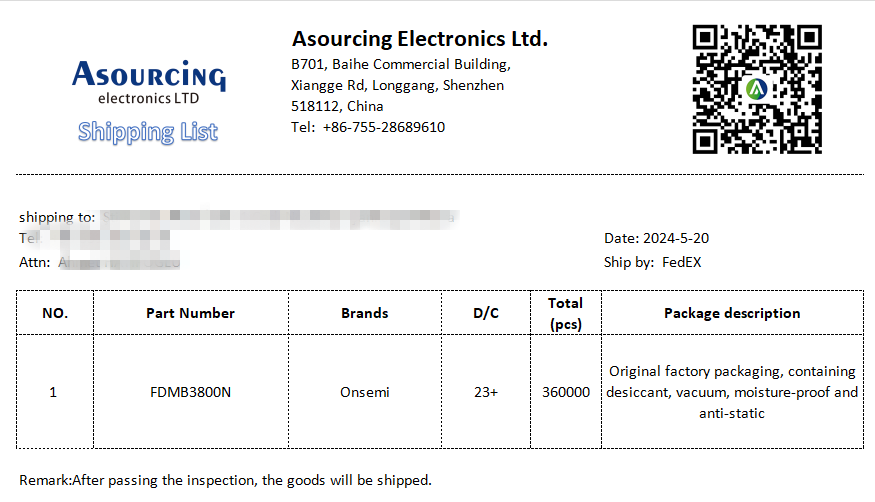 AsourcingElec's tweet photo. 🚀 Thrilled to announce the successful delivery of 360K ON Semiconductor FDMB3800N units! At Asourcing Electronics, we ensure top quality from sourcing to delivery. Trust us for your #ElectronicComponents needs. Quality, reliability, satisfaction! #SupplyChainExcellence 💪✨ https://t.co/vyEOUctjA3