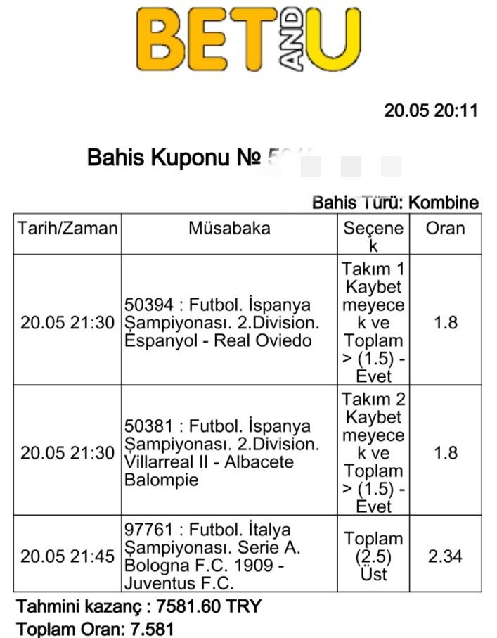 WETTGEBER Telegram Grubuna ÖZEL Kazanan kuponlar serisi (3) 20.05.2024 tinyurl.com/BandYouWettgeb…