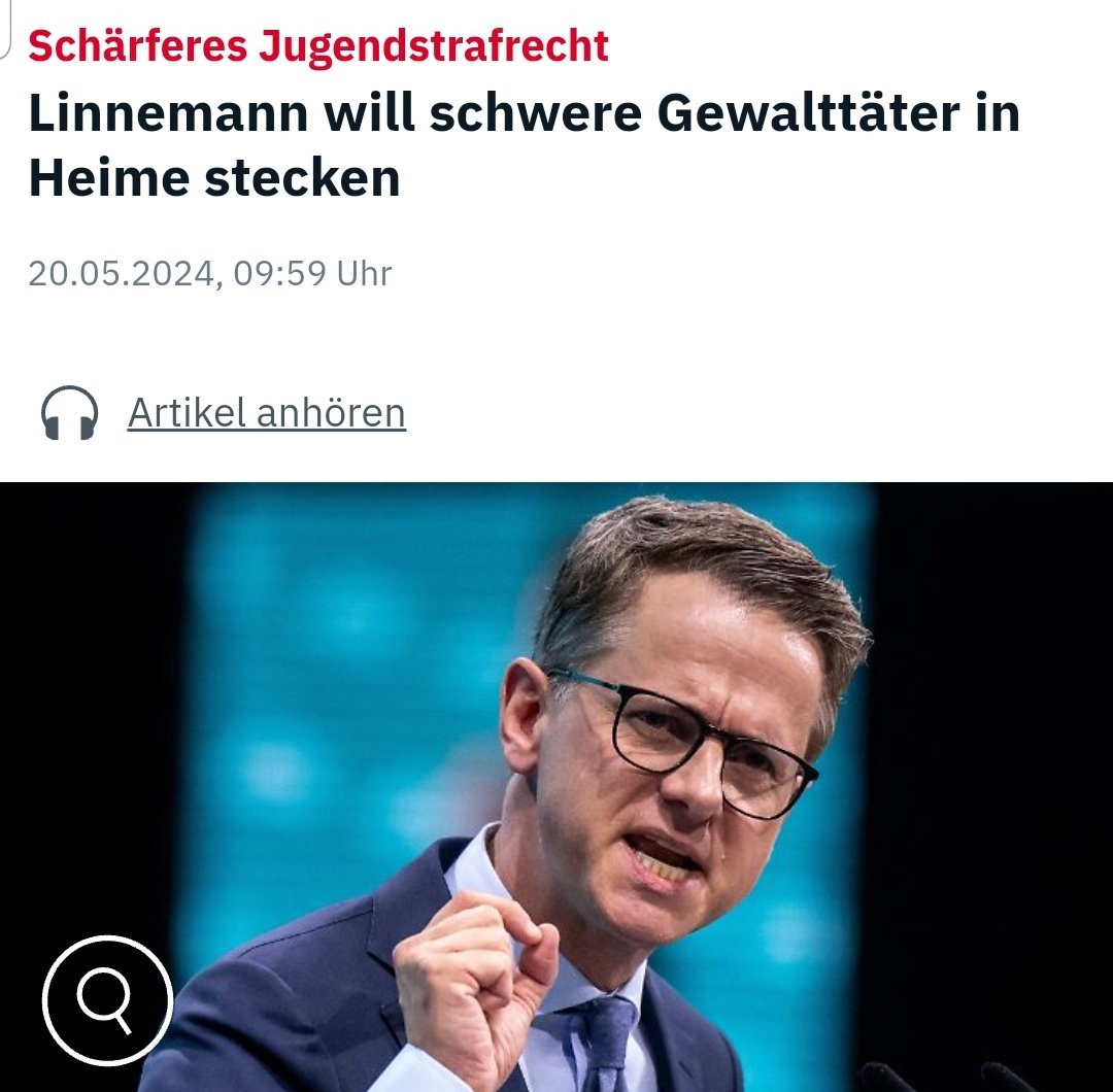 Hetzen und noch mal Hetzen. Bis die Galle hoch steigt. Herr #Linnemann hat sich eine weitere Gruppe herausgezogen, gegen die Stimmung gemacht werden kann: Kinder Der @CDU-Generalsekretär will eine frühere Strafmündigkeit und härtere Strafen. So sollen Kinder dauerhaft in Heime