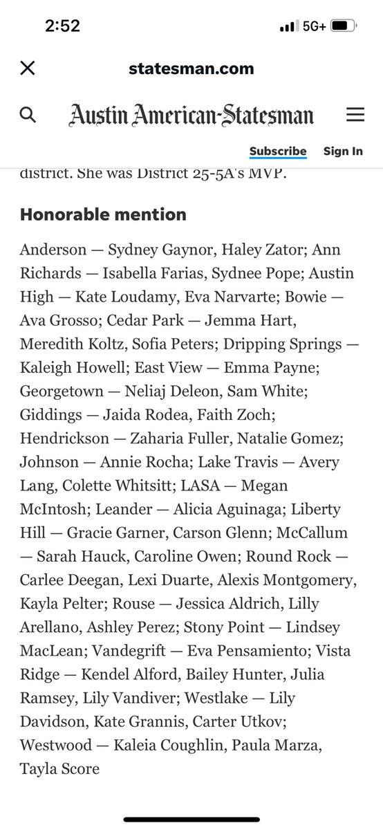 Thank you to everyone that helped me accomplish so many goals this year, my coaches, teammates, and parents! Thank you to <a href="/statesman/">Austin Statesman</a> for giving me All-State Honorable Mention, thank you coaches for making me 1st team All-District, and a thank you to my teammates for Defensive MVP