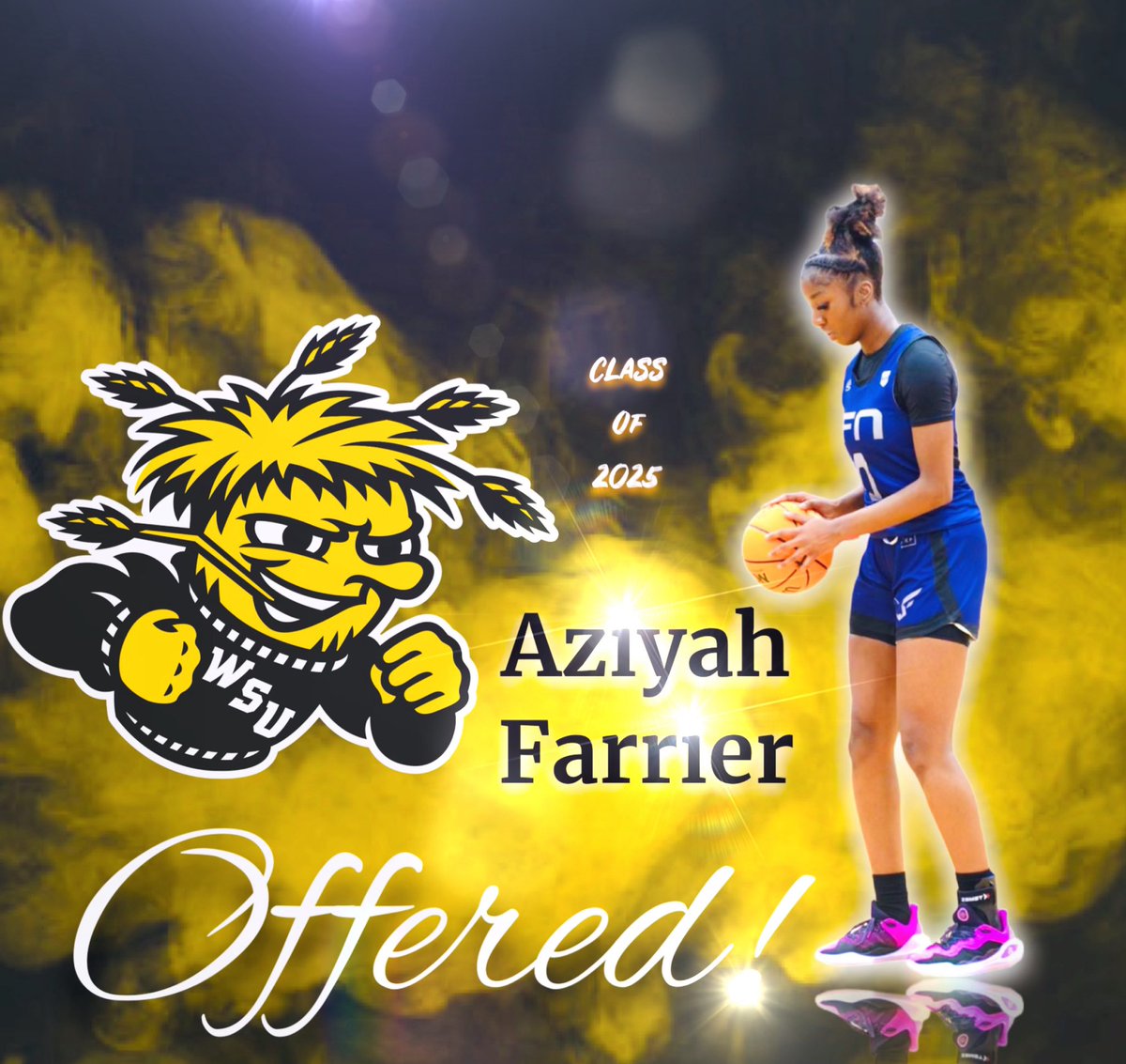 To say I’m proud is a understatement. Thank @terrynooner  @GoShockers @brookecostley for offering me the opportunity to compete at the next level…

@IFNGUAA 💜🤍
@SuddenEwbb 
@therealdrelewis 

#StayingHumble
#KeepKeepingGodFirst
#MyStoryIsStillBeingWritten