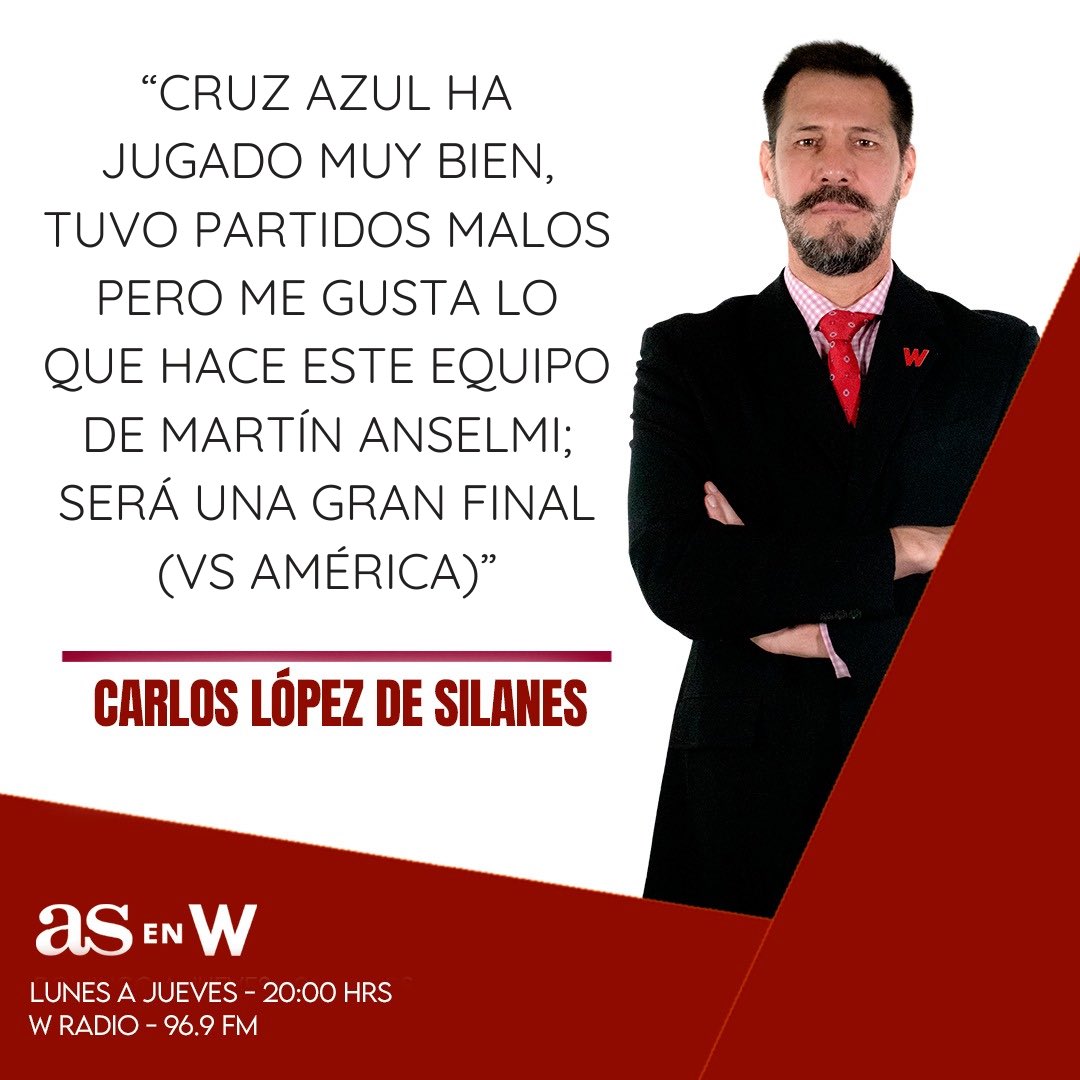 W Deportes (@deporteswradio) on Twitter photo 🔥🔥🔥🔥🔥
<a href="/cordobeslopez/">Carlos López de Silanes</a> ve con buenos ojos a Cruz Azul y también a la final
¿Concuerdan o difieren?
🔴EN VIVO - <a href="/asen_wradio/">As en W</a> 🔥🔥🔥🔥🔥
<a href="/cordobeslopez/">Carlos López de Silanes</a> ve con buenos ojos a Cruz Azul y también a la final
¿Concuerdan o difieren?
🔴EN VIVO - <a href="/asen_wradio/">As en W</a>