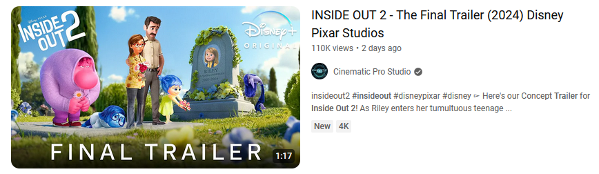 MisterCoat's tweet photo. Why is that the thumbnail on one of the top YouTube search results for "Inside Out 2 trailer"? 😵‍💫 https://t.co/OQAci7HHtE