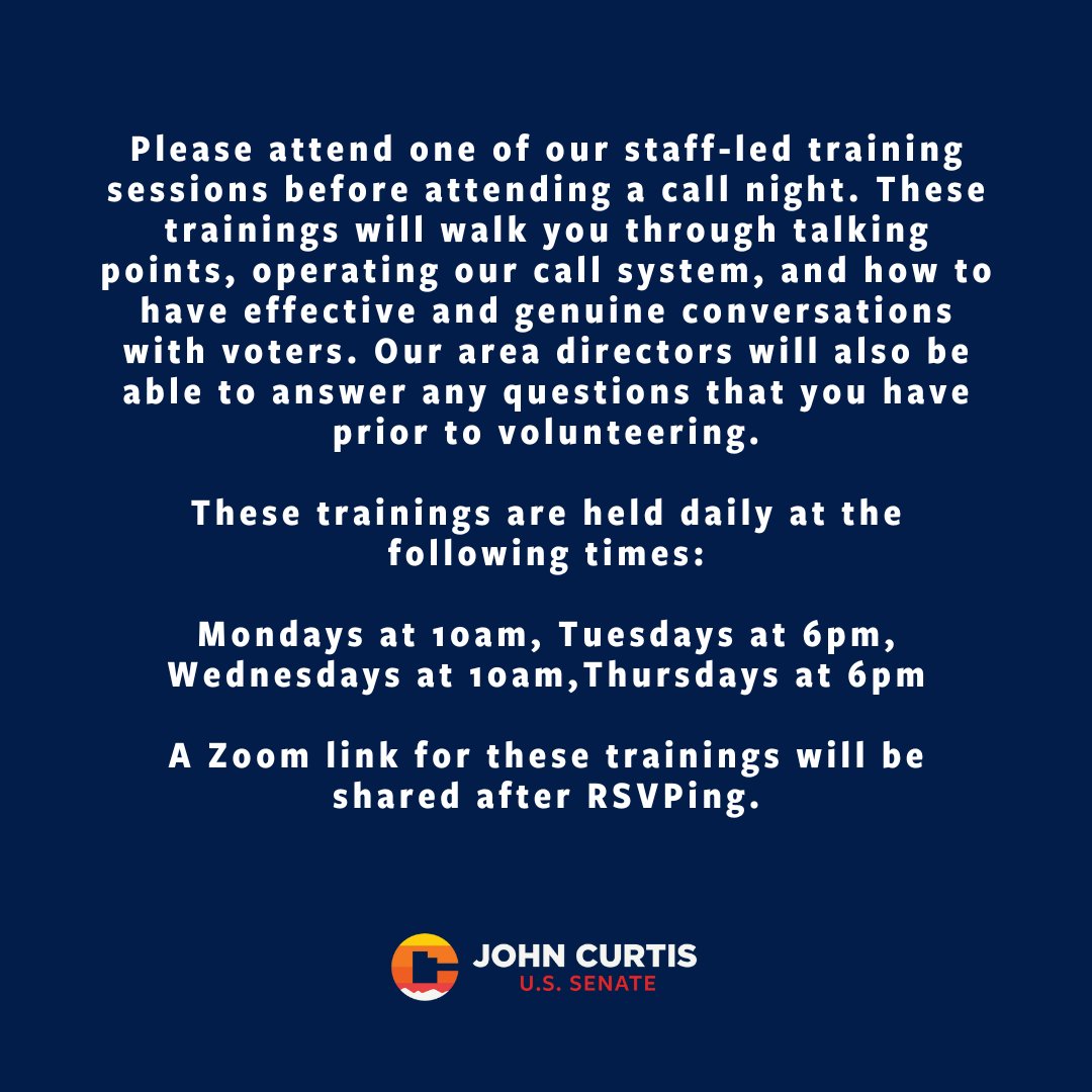 Join Team Curtis for a Volunteer Call Night! This is a great opportunity to connect with fellow supporters, make phone calls to voters, and help spread the word about my priorities in the Senate. Sign up at johncurtis.org/events