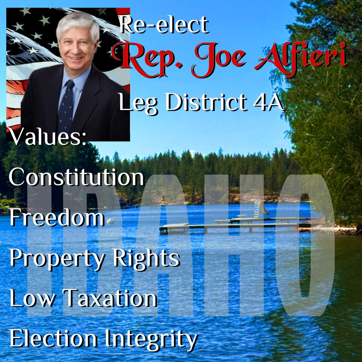 #northernidaho !  If you have an opportunity to vote for @JoeAlfieri1 tomorrow, please make it a priority to go tomorrow and support him.

After all, Joe supports us!  Every one of us with tradition American and Idaho values.

Joe enjoys my strongest support as he fights against