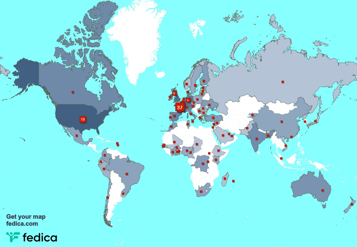 Merci beaucoup à mes 11 nouveaux abonnés qui vivent en: France, et plus la semaine dernière. fedica.com/!YLucotte