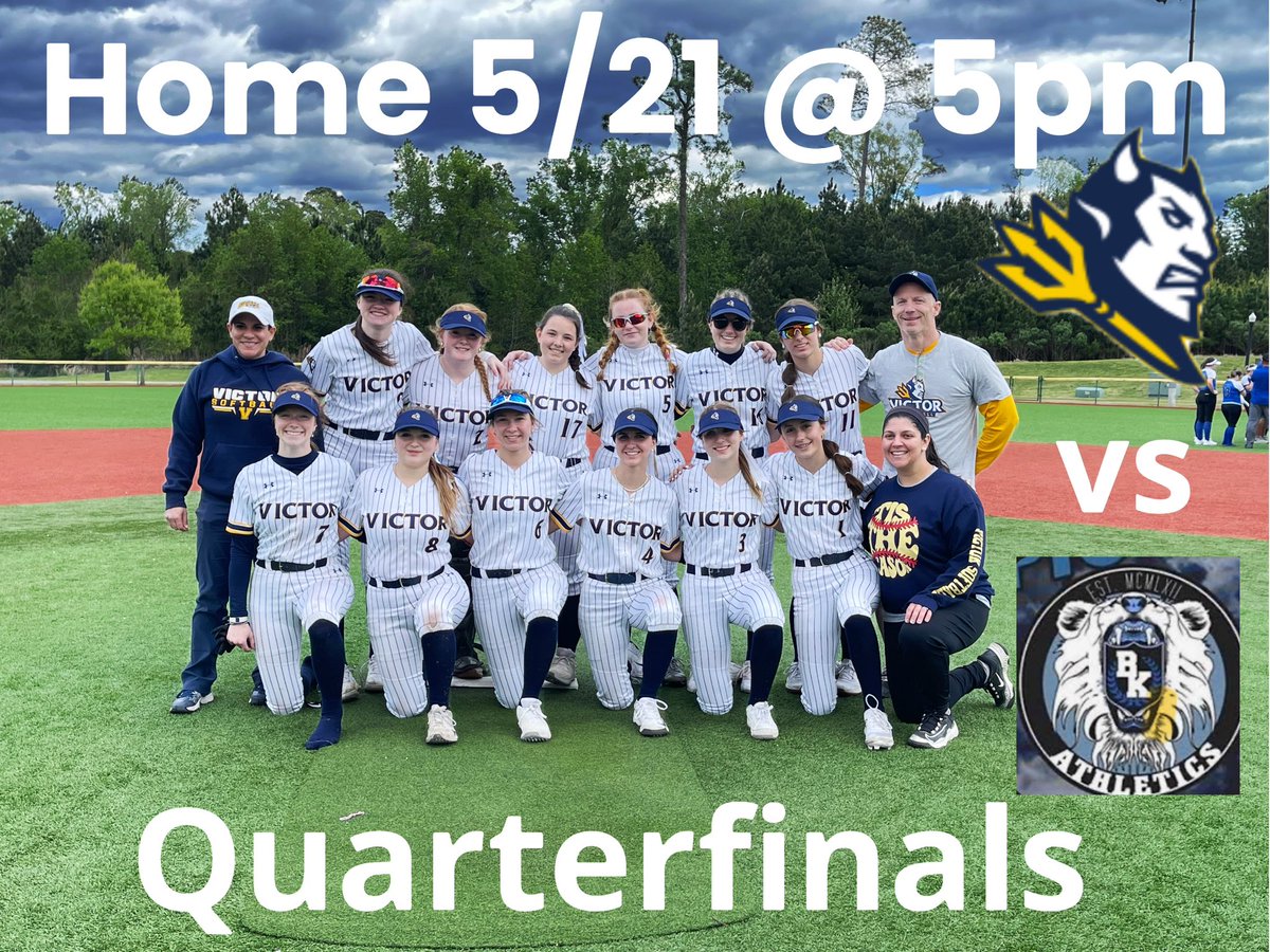 Be there!  You won’t want to miss this matchup! Victor (4) and Bishop Kearney (5) will play for a spot in the Semifinals.