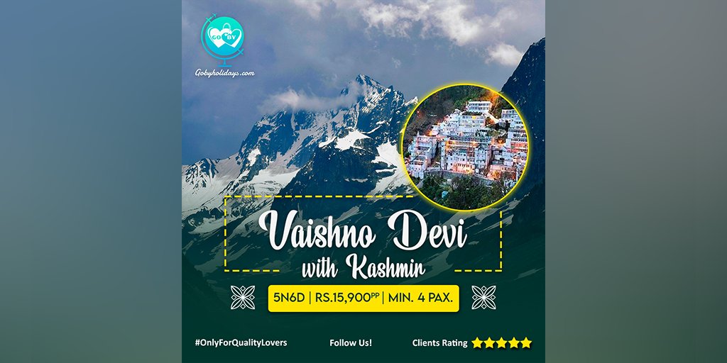Our Vaishno Devi with Kashmir tour packages promise you unforgettable memories ranging from family vacations in Kashmir to customized experiential tour packages. Book our 5 nights 6 days Vaishno Devi with Kashmir Tour Package only at Rs.15,900/- per person. #GoByHolidays