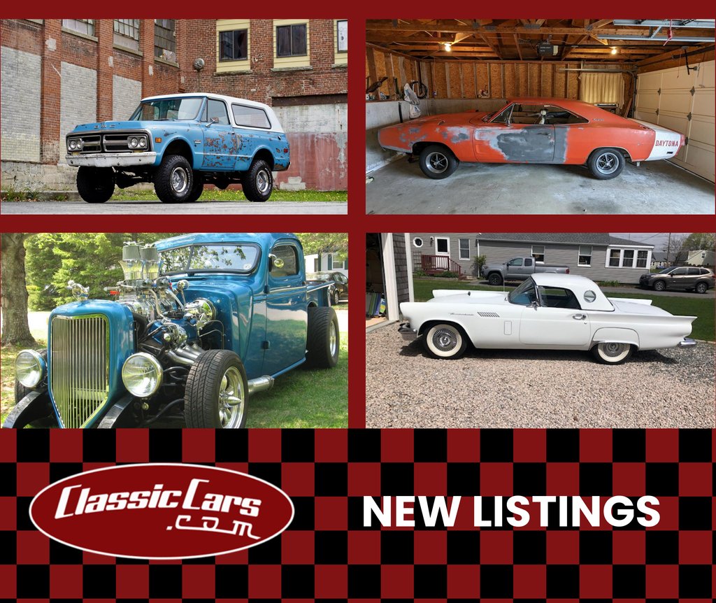 Check out our latest listings below! Let us know which one is your favorite. 1971 GMC Jimmy: l8r.it/aylx 1969 Dodge Charger Daytona: l8r.it/b4JZ 1957 Ford Thunderbird: l8r.it/y0zK 1942 Chevrolet Pickup: l8r.it/t2qR