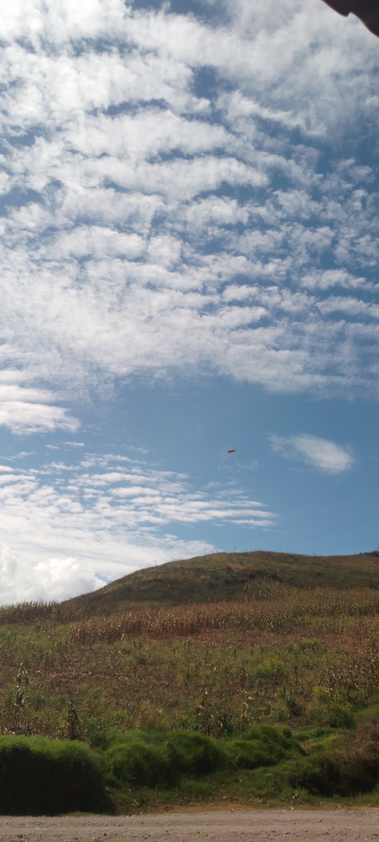 Ayer al mediodía, en Curahuasi, Apurímac, tomé una foto con un objeto inusual en el cielo. Escuchamos un ruido similar a un avión despegando antes de verlo en la foto. La imagen no ha sido editada. ¡Es fascinante!

#OVNI #Curahuasi #Misterio