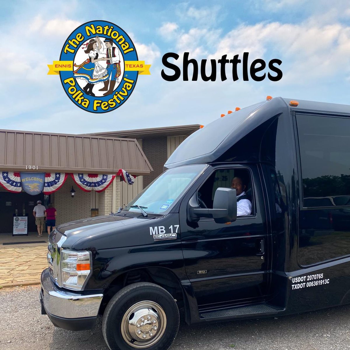 NatPolkaFest's tweet image. The National Polka Festival is May 24-26. Shuttle service is available on Sat. 9am - 7pm and Sun. noon - 5pm. The shuttle goes to and from Downtown Ennis (201 NW Main St) &amp;amp; the Czech Halls (Sokol, KJT, &amp;amp; SPJST)

#ennistx #ennistexas #polkafest #ennispolka2024 #polkafest2024