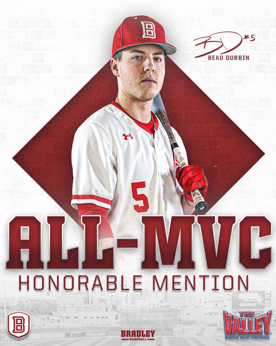 BradleyBaseball's tweet photo. One of the top second basemen in the league as voted on by the head coaches - Congrats Beau Durbin on being named to the All-MVC honorable mention https://t.co/T58UjAx3wc