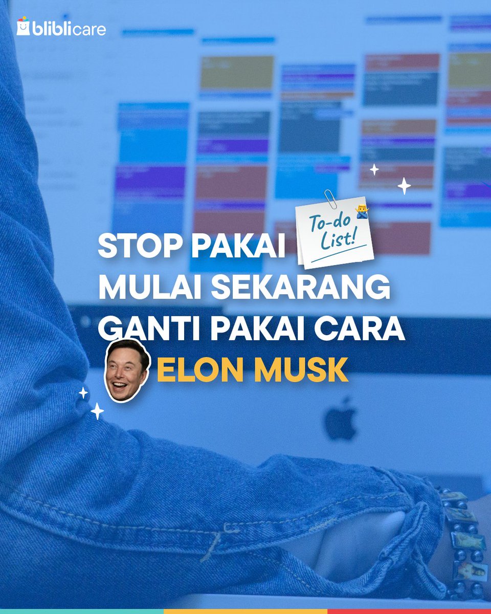 BlibliCare's tweet image. To-do list out, time blocking in! 🌟 

Cek cara kerja Elon Musk buat ngatur tugas tugasnya nih, Blifriends! Cobain deh, dan rasain transformasi hari kamu bisa jadi super efisien!🐎

#TimeBlocking #WorkSmart