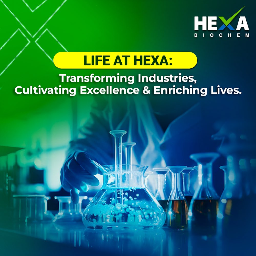 At Hexa Biochemicals, we're dedicated to fostering a culture of excellence, where every individual can thrive and make a lasting impact. #hexabiochem #hexachemicals #hexasolutions #hexadata #hexachem #hexabiochemsolutions #lifeathexa